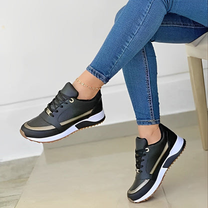 Comfortable Sneakers for Women with Lace Up Platform Wedge Non Slip Walking Style