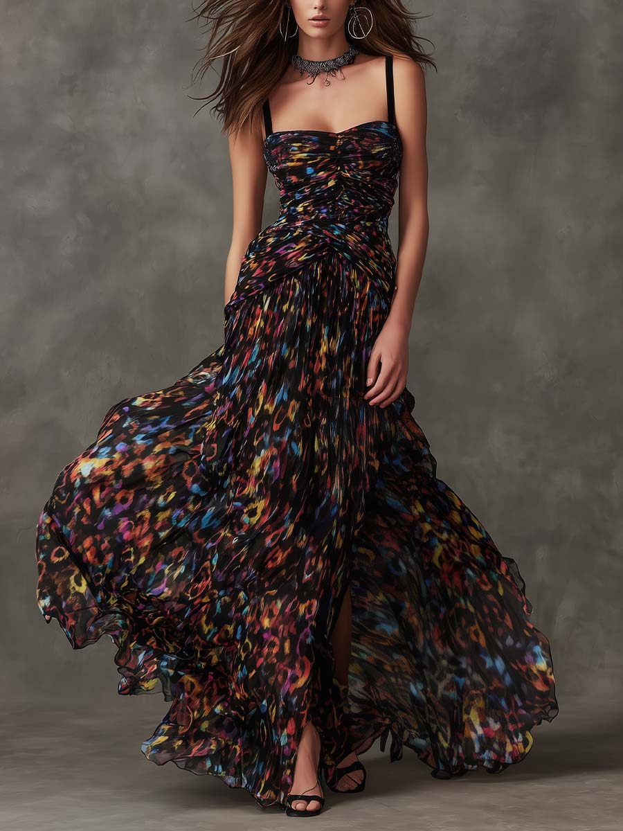 Effortless Floral Maxi Dress for Women with V-Neck Tiered Skirt Casual Summer Style