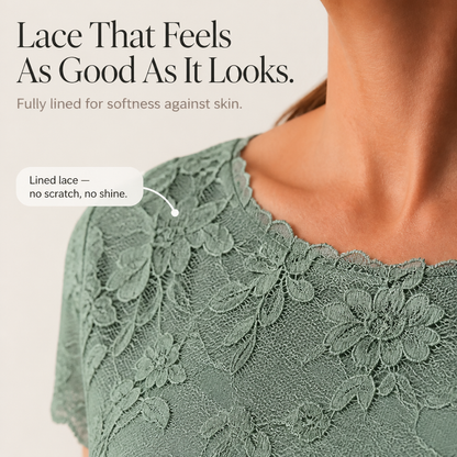 Elegant Lace Midi Dress for Women with Round Neck Short Sleeve Ruffle Hem Fall Wedding Guest Style