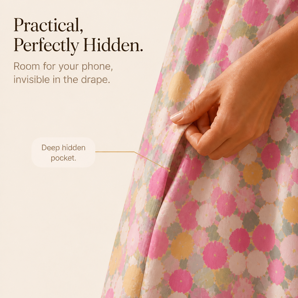 Effortless Confetti Print Midi Dress for Women with Round Neck Short Sleeve A Line Flowing Casual Style