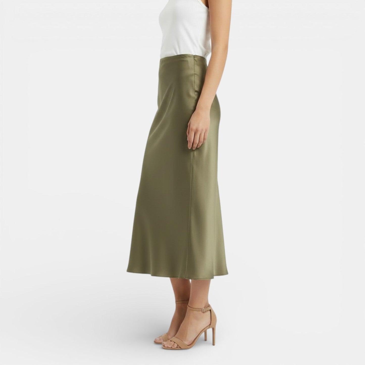 Elegant Satin Maxi Skirt for Women with High Waist Bias Cut Flowing Silky Style