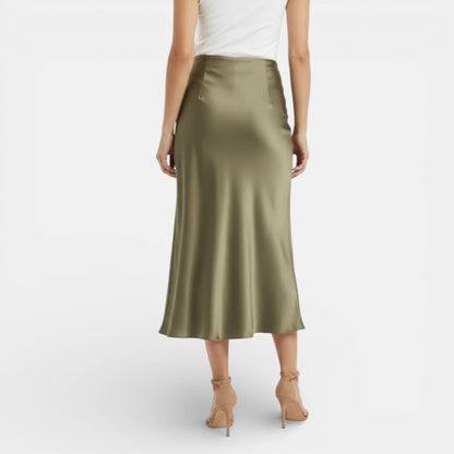 Elegant Satin Maxi Skirt for Women with High Waist Bias Cut Flowing Silky Style