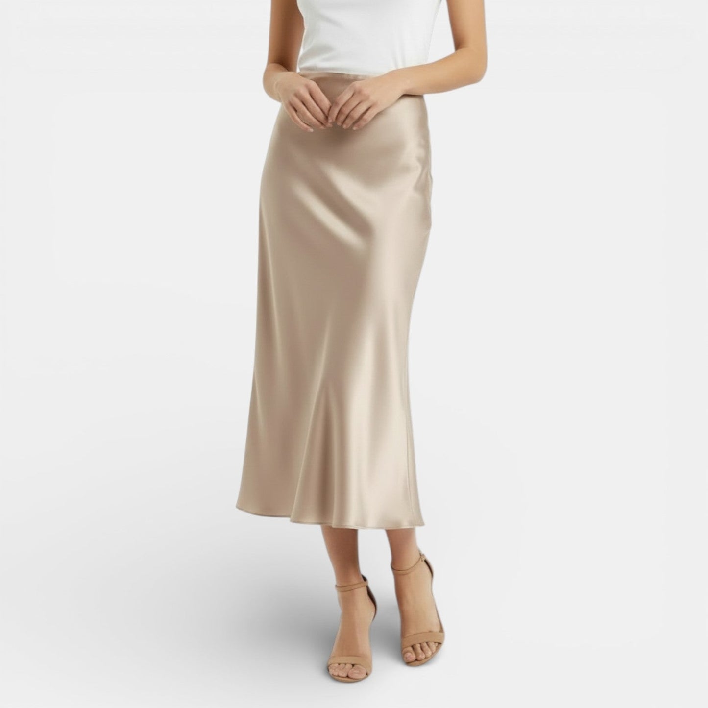 Elegant Satin Maxi Skirt for Women with High Waist Bias Cut Flowing Silky Style