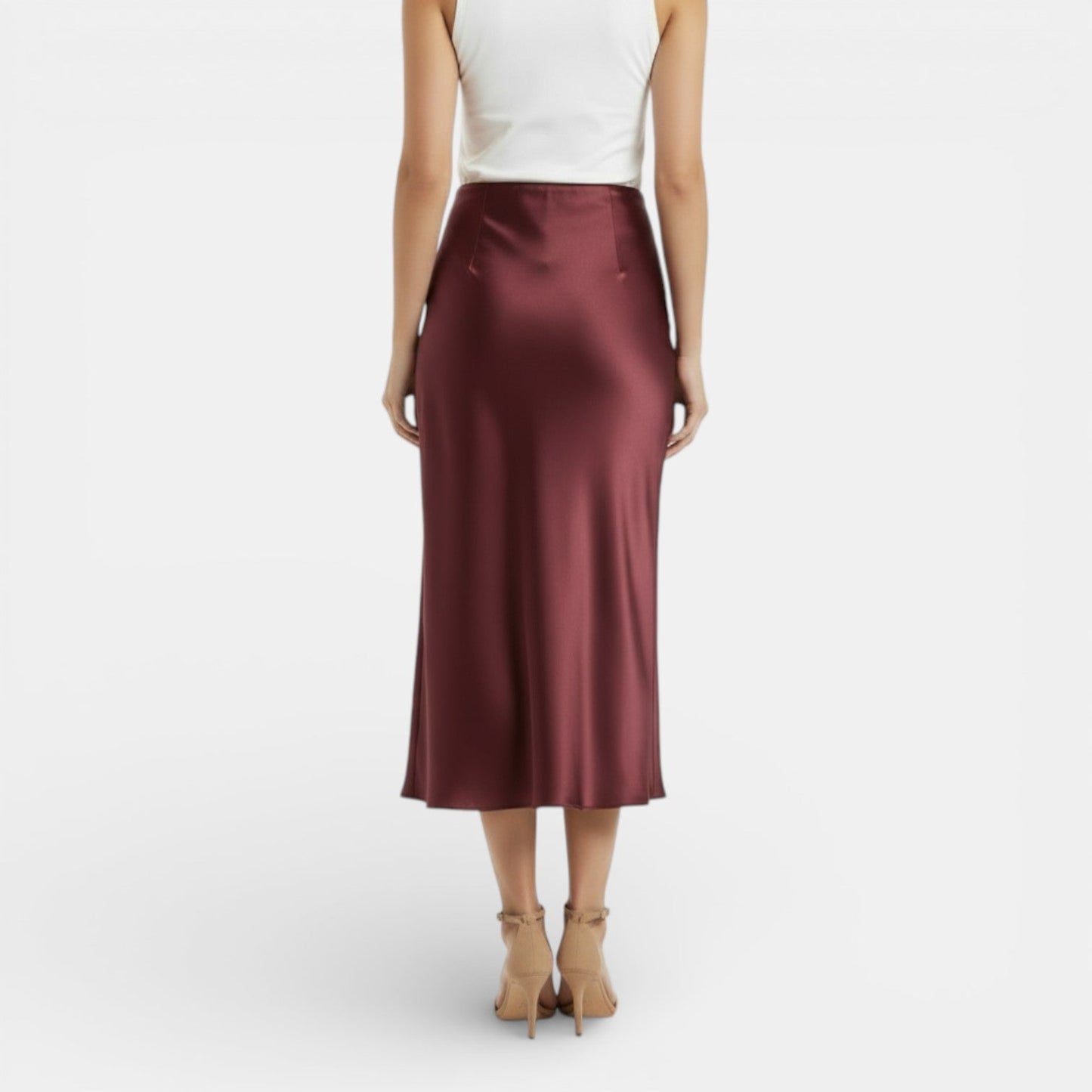 Elegant Satin Maxi Skirt for Women with High Waist Bias Cut Flowing Silky Style