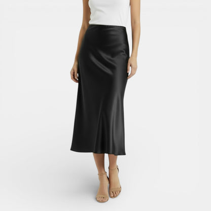Elegant Satin Maxi Skirt for Women with High Waist Bias Cut Flowing Silky Style