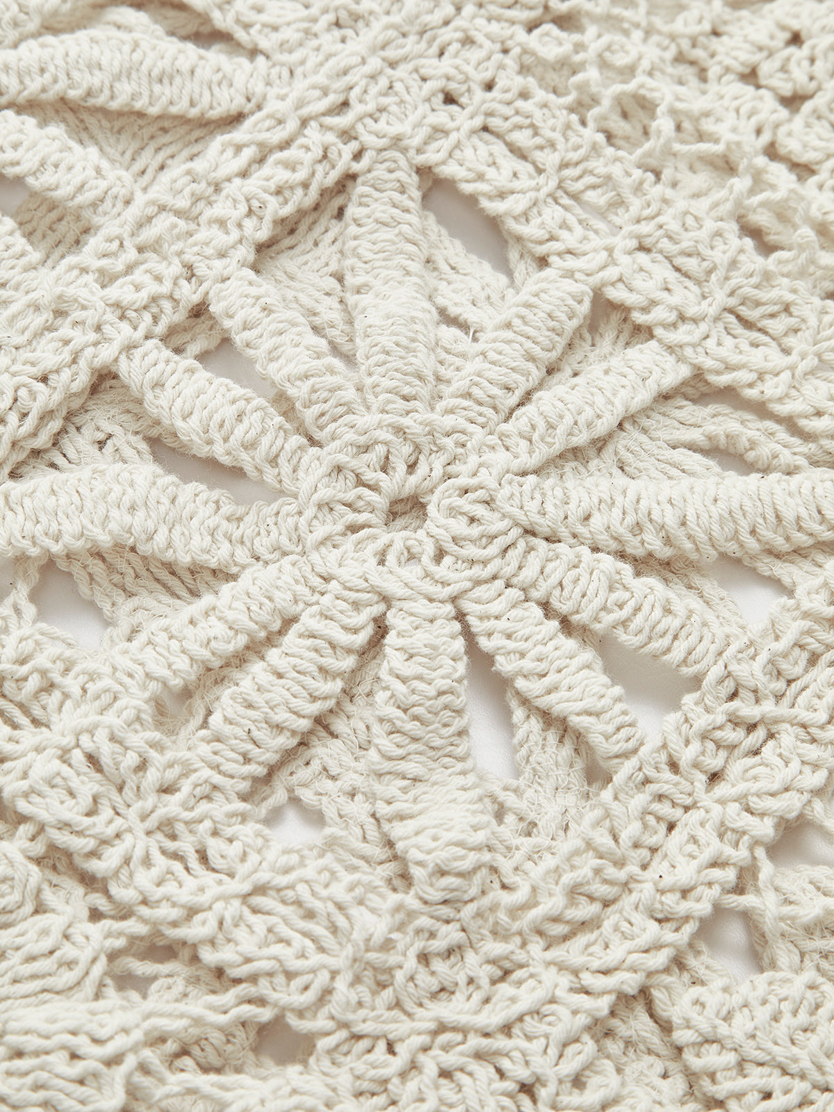 Effortless Beige Crochet Cardigan for Women with V Neck Long Sleeve Button Front Bohemian Style