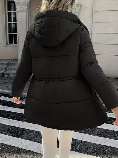 Cozy Quilted Bread Ski Jacket for Women with Stand Collar Loose Puffer Warm Winter Style