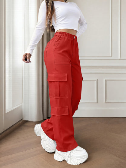 Effortless Cargo Pants for Women with High Waist Wide Leg Relaxed Flowing Style