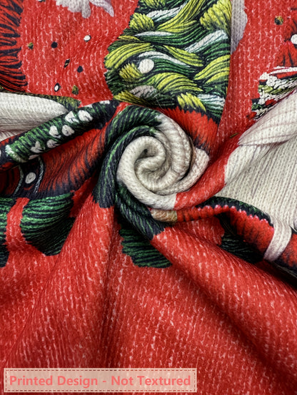 Cozy Embroidered Gnome Print Women's Christmas Sweater with Crew Neck Long Sleeve Oversized Knit Style