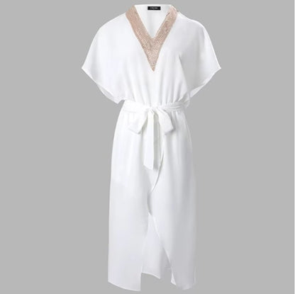 Elegant Wedding Guest Dress for Women with V Neck Short Sleeve Wrap Midi Formal Style