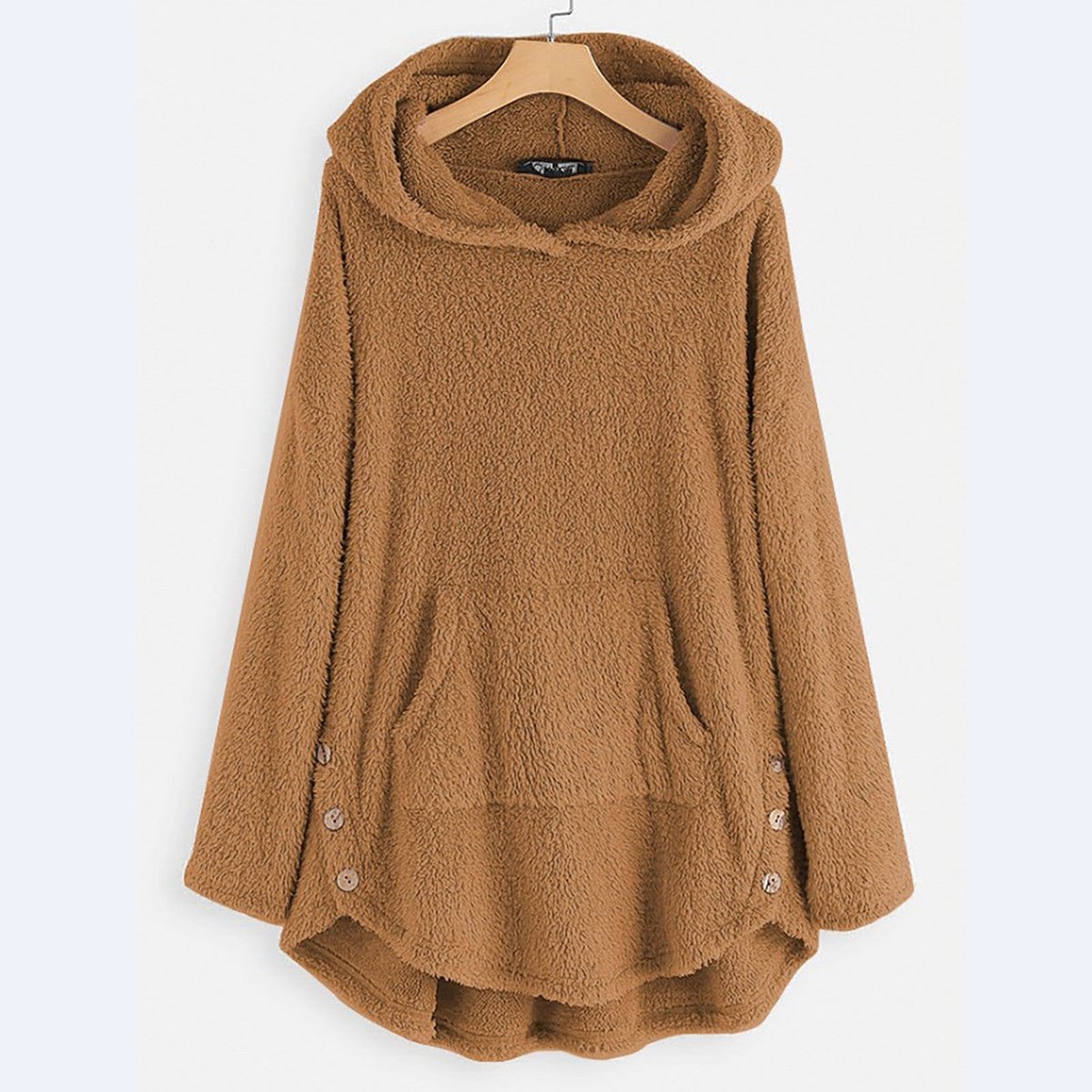 Comfortable Cat Print Fleece Sweatshirt for Women with Hooded Long Sleeve High Low Oversized Casual Style