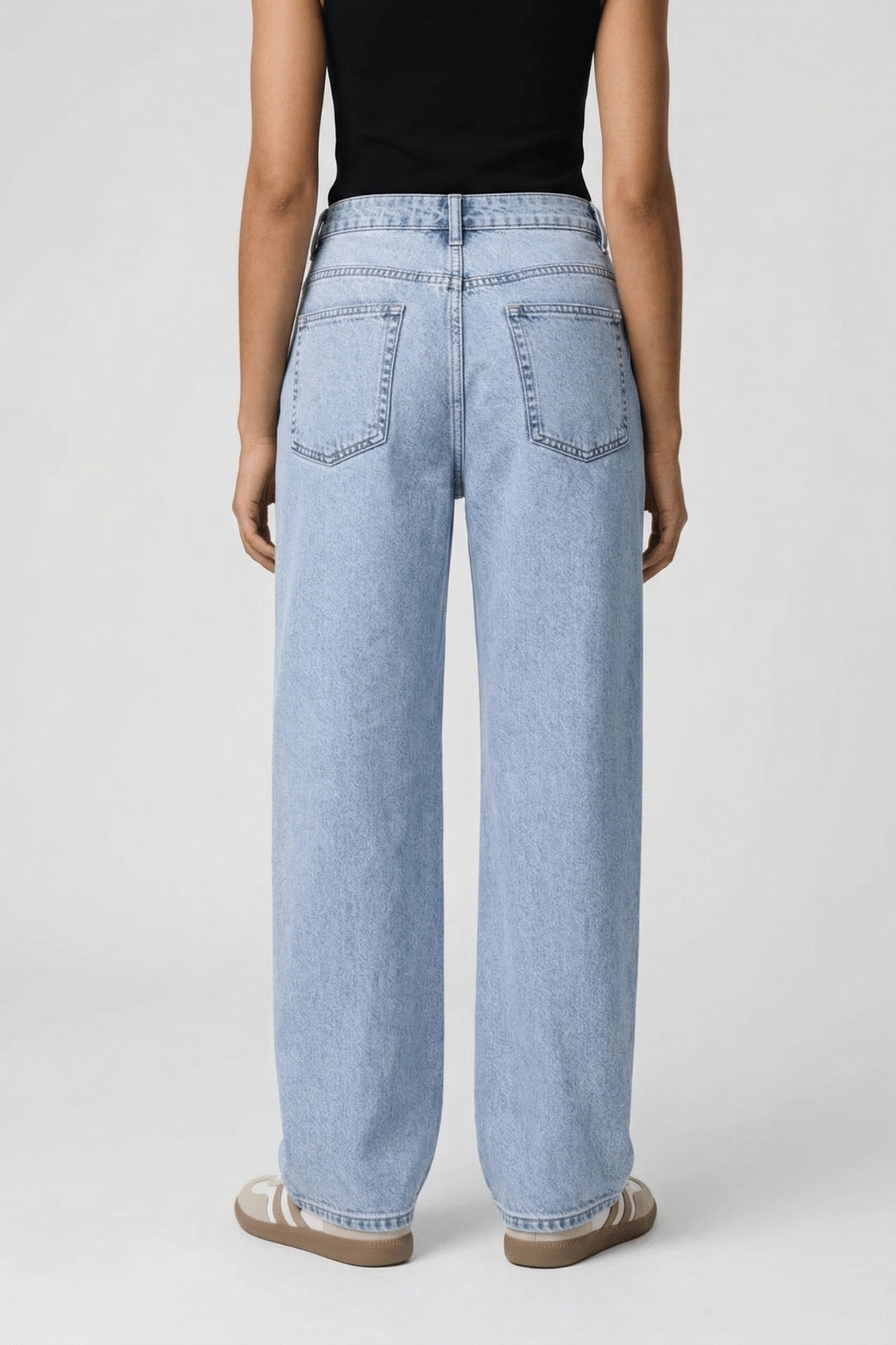 Effortless Light Blue Wide Leg Jeans for Women with High Waist Relaxed Baggy Casual Style
