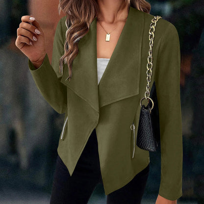 Elegant Waterfall Jacket for Women with Open Front Long Sleeve Cropped Blazer Style