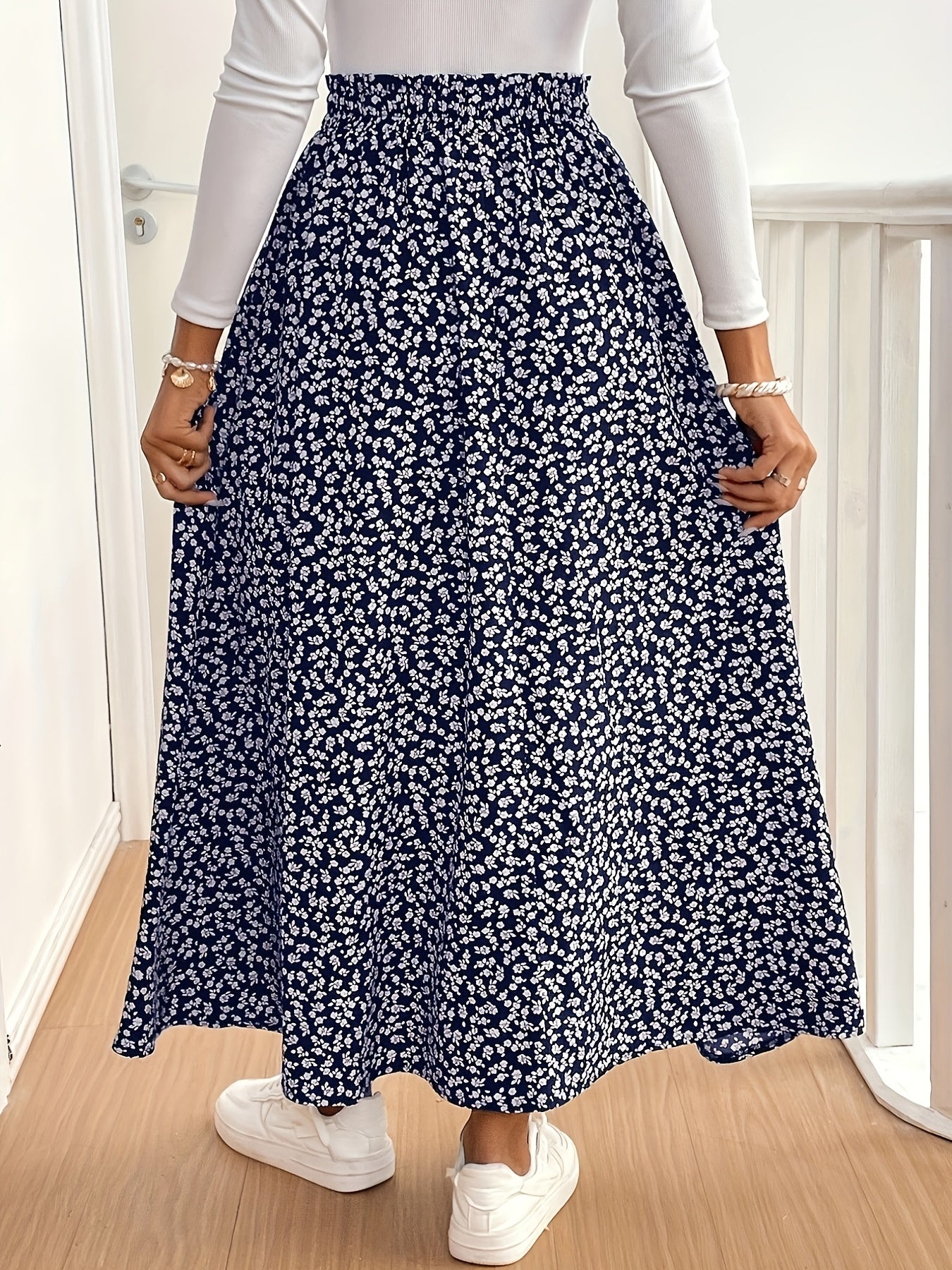 Fiona | Stylish Floral Maxi Skirt for Women with Side Slit Detail