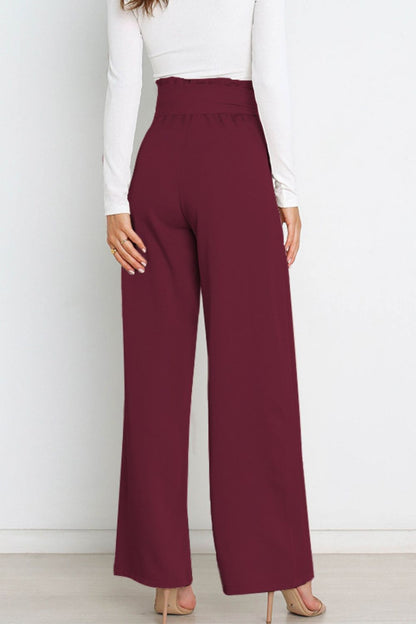 Effortless Wide Leg Pants for Women with High Waist Paperbag Belted Tapered Relaxed Style