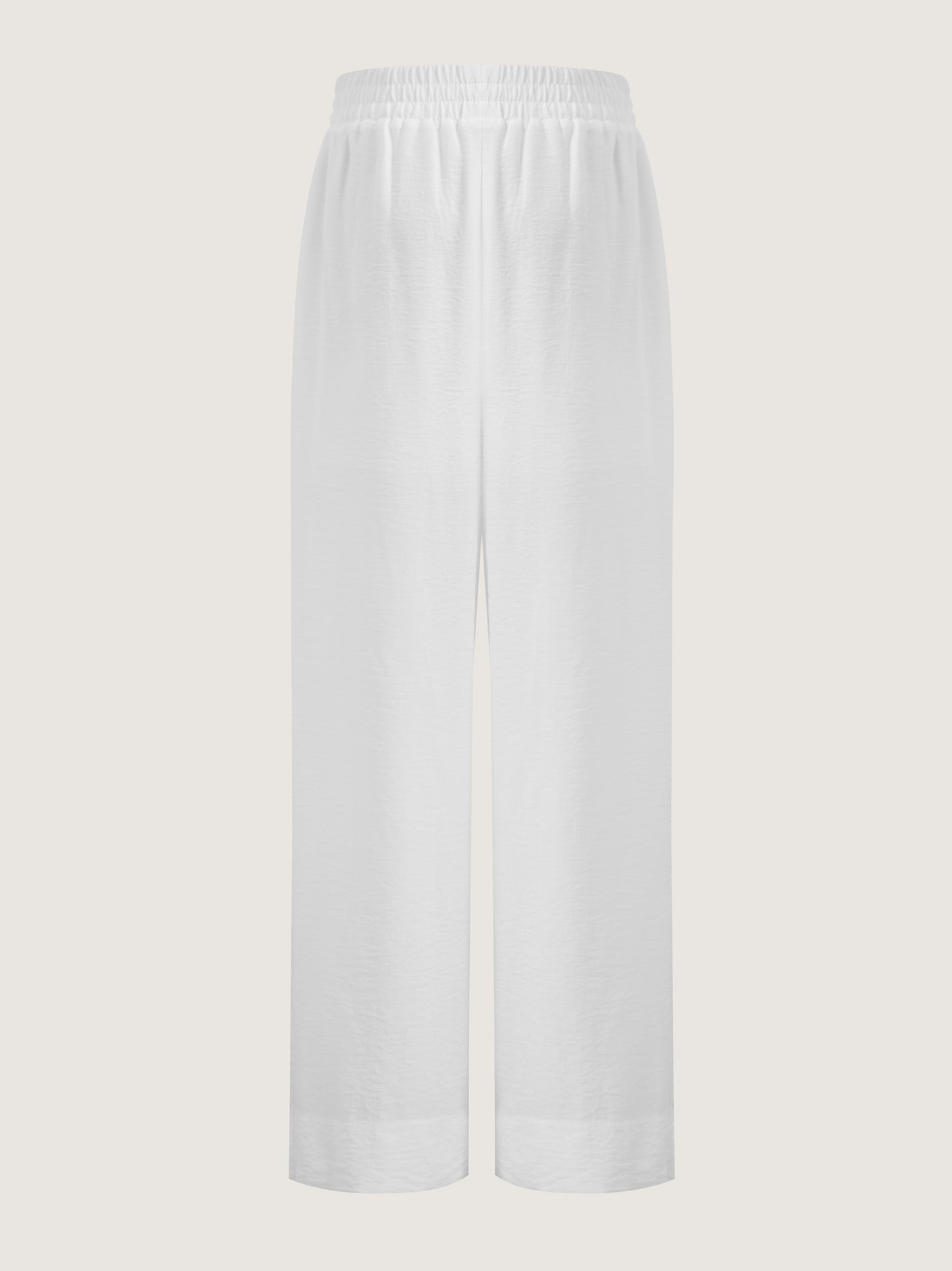Effortless White Linen Wide Leg Pants for Women with High Waist Drawstring Flowing Casual Style