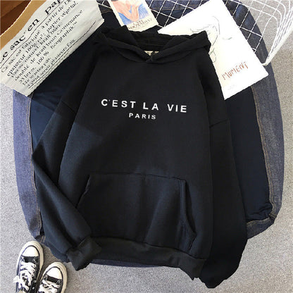 Comfortable Graphic Print Hoodie for Women with Drawstring Hood Long Sleeve Kangaroo Pocket Oversized Style