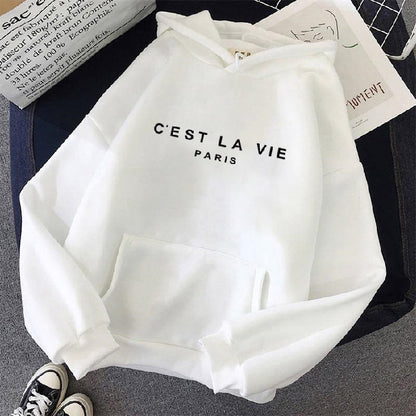 Comfortable Graphic Print Hoodie for Women with Drawstring Hood Long Sleeve Kangaroo Pocket Oversized Style