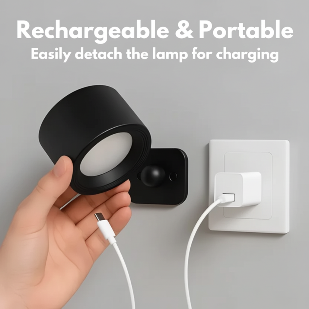 Rechargeable LED Wall Lamp Adjustable Magnetic Mount Cordless Sconce Light