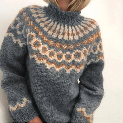 Cozy Fair Isle Turtleneck Sweater for Women with Long Sleeve Nordic Knit Pullover Winter Style