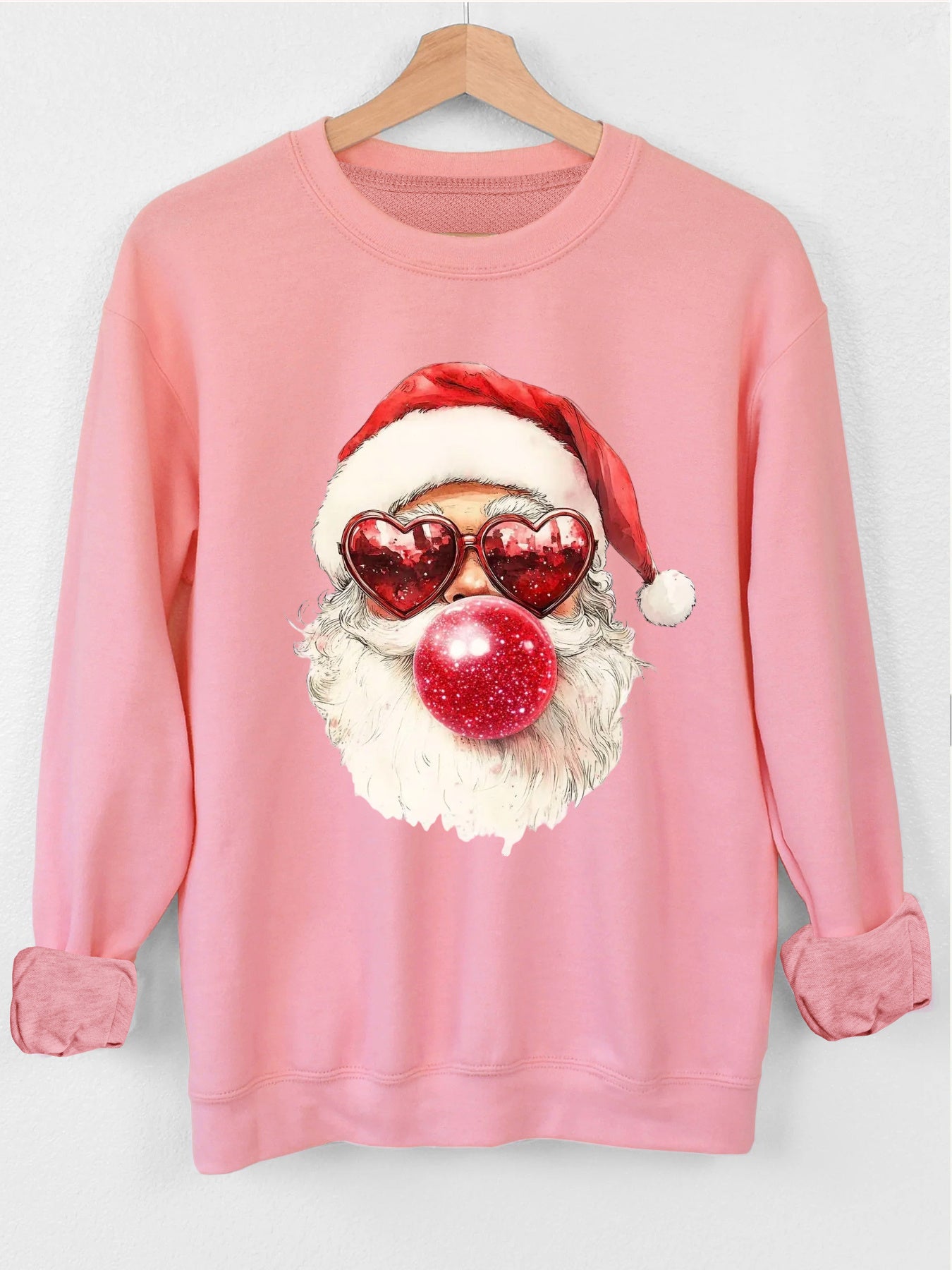 Comfortable Santa Graphic Christmas Tacky Sweater for Women with Crew Neck Long Sleeve Oversized Pullover Style