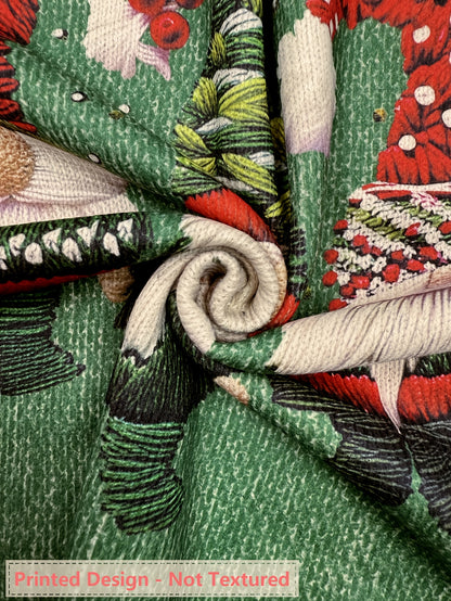 Cozy Embroidered Gnome Print Women's Christmas Sweater with Crew Neck Long Sleeve Oversized Knit Style