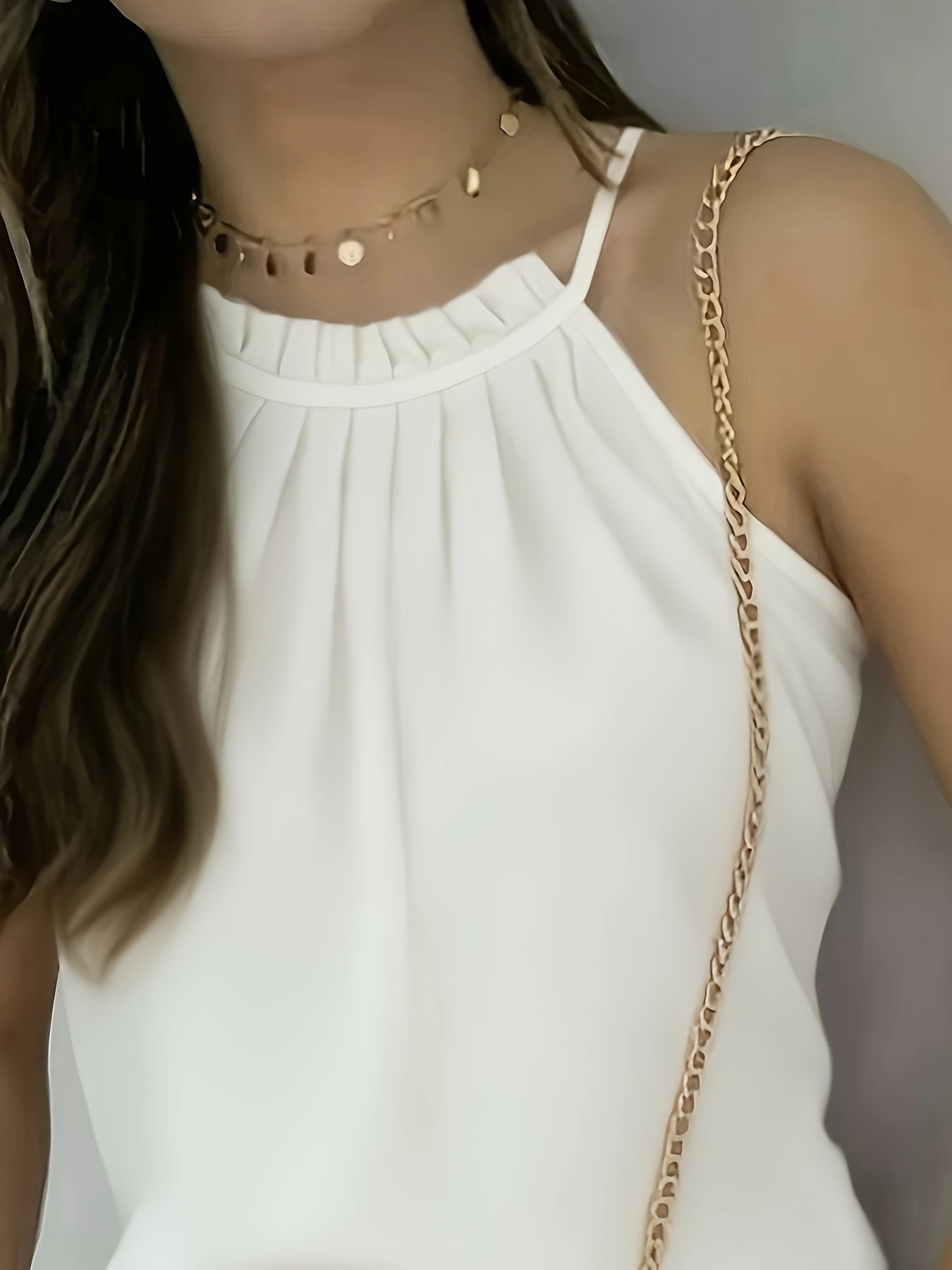 Stylish Blouses for Women with Halter Neck Ruched Collar Sleeveless Backless Casual Summer Top Style