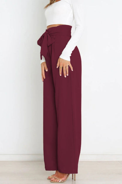 Effortless Wide Leg Pants for Women with High Waist Paperbag Belted Tapered Relaxed Style