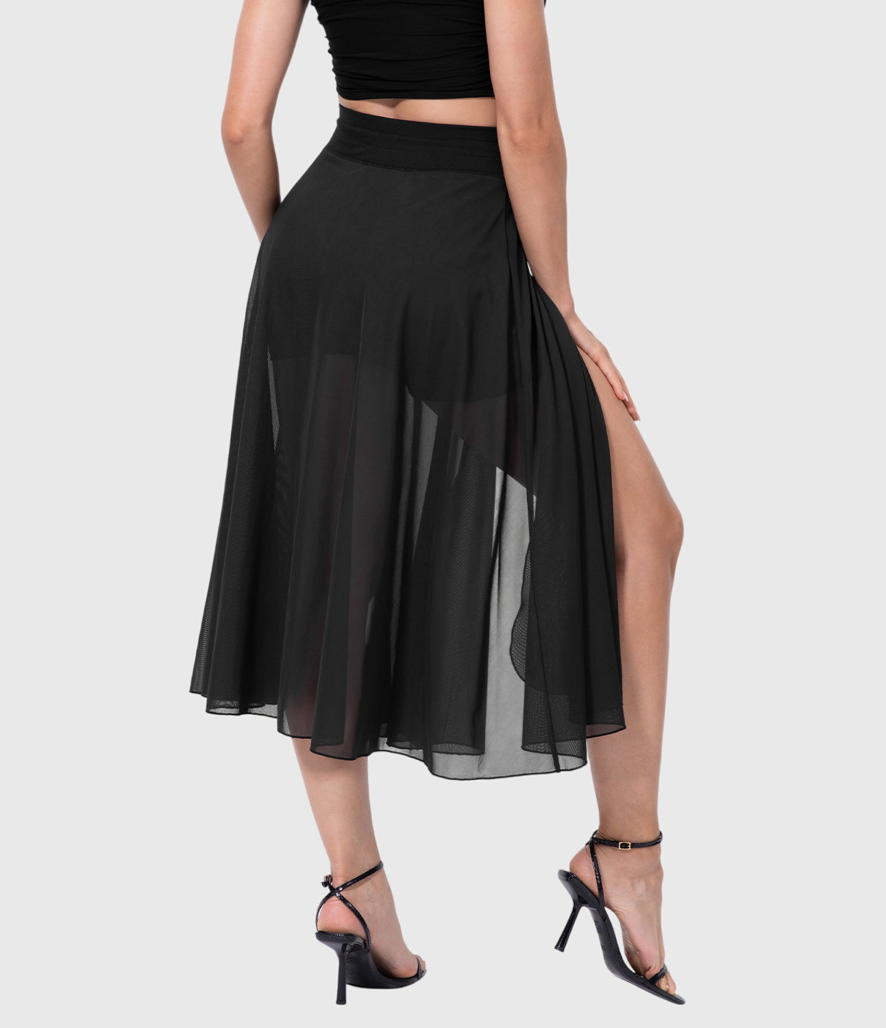 Effortless Sage Green Mesh Skirt for Women with High Waist Drawstring A Line Flowy Style