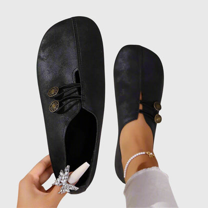 Comfortable Flat Shoes for Women with Soft Suede Toggle Lace Slip On Barefoot Style