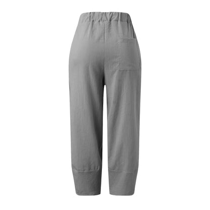 Effortless Linen Pants for Women with High Waist Cropped Wide Leg Relaxed Casual Style