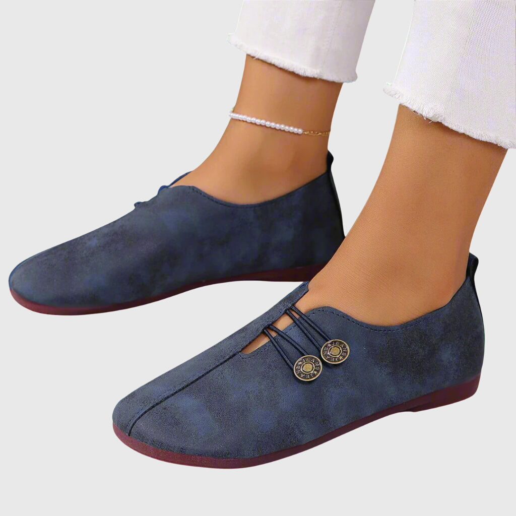 Comfortable Flat Shoes for Women with Soft Suede Toggle Lace Slip On Barefoot Style
