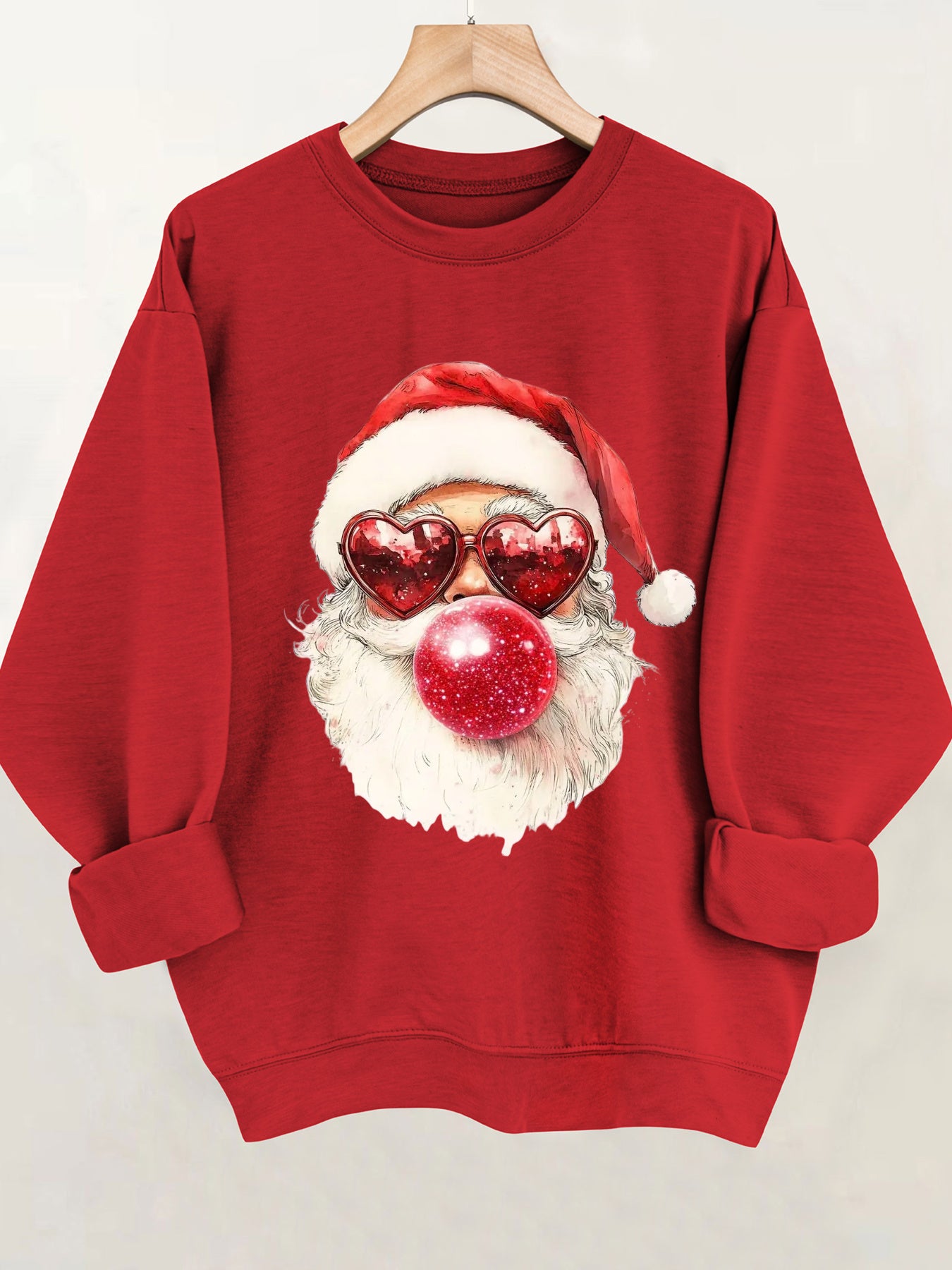 Comfortable Santa Graphic Christmas Tacky Sweater for Women with Crew Neck Long Sleeve Oversized Pullover Style