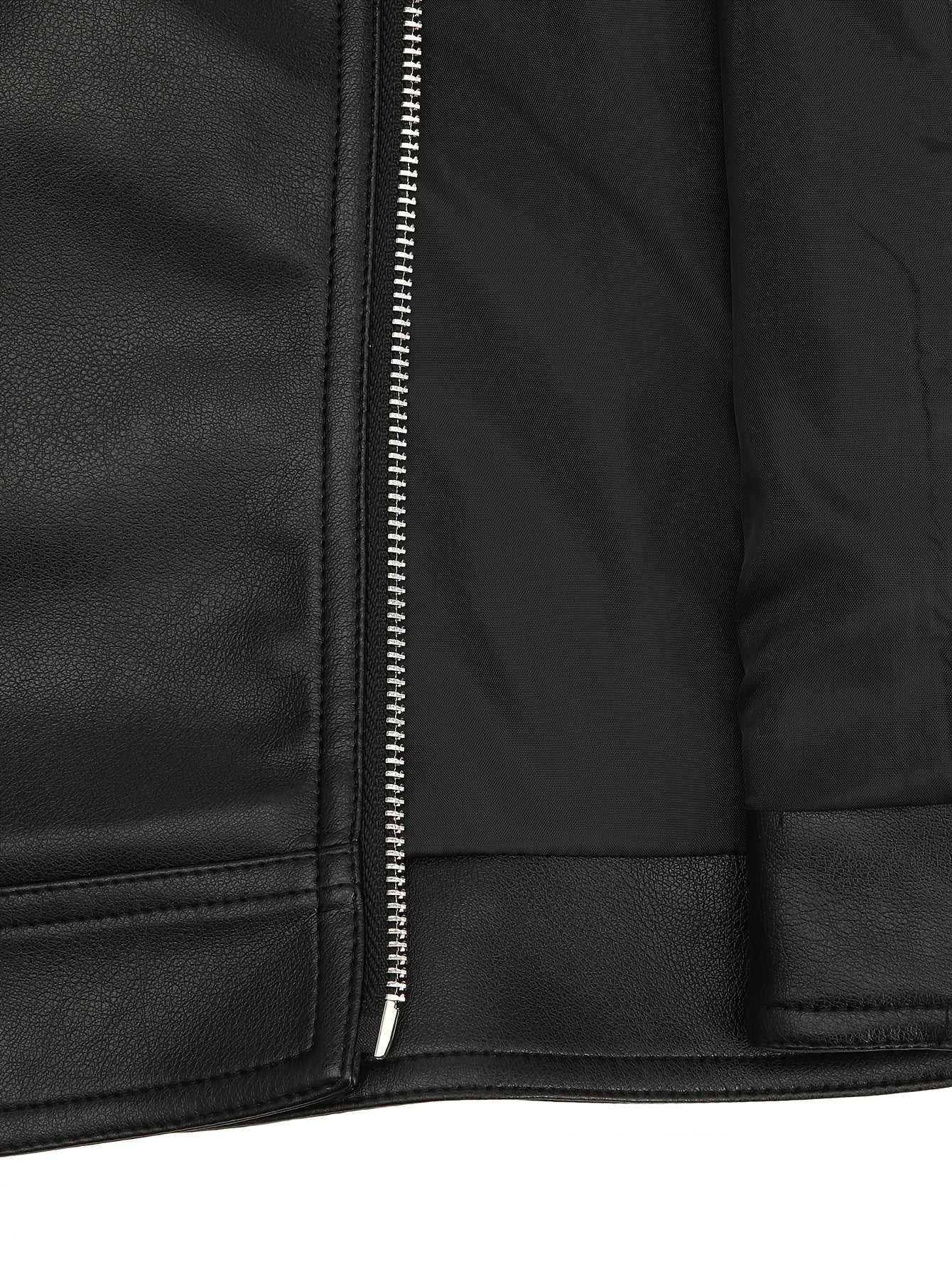 Elegant Leather Moto Jacket for Women with Notch Lapel Asymmetric Zip Front Fitted Style