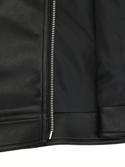 Elegant Leather Moto Jacket for Women with Notch Lapel Asymmetric Zip Front Fitted Style