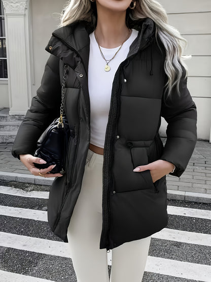 Cozy Quilted Bread Ski Jacket for Women with Stand Collar Loose Puffer Warm Winter Style