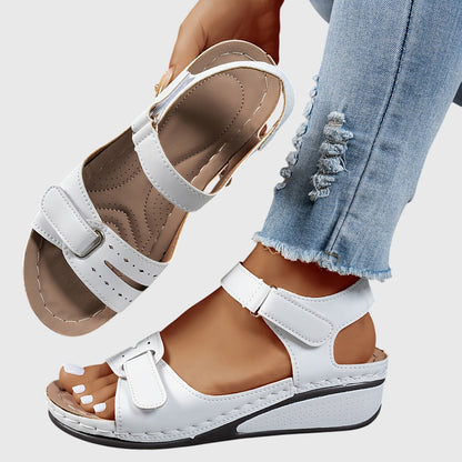Comfortable Orthopedic Sandals for Women with Velcro Strap Wedge Platform Open Toe Cushioned Casual Style