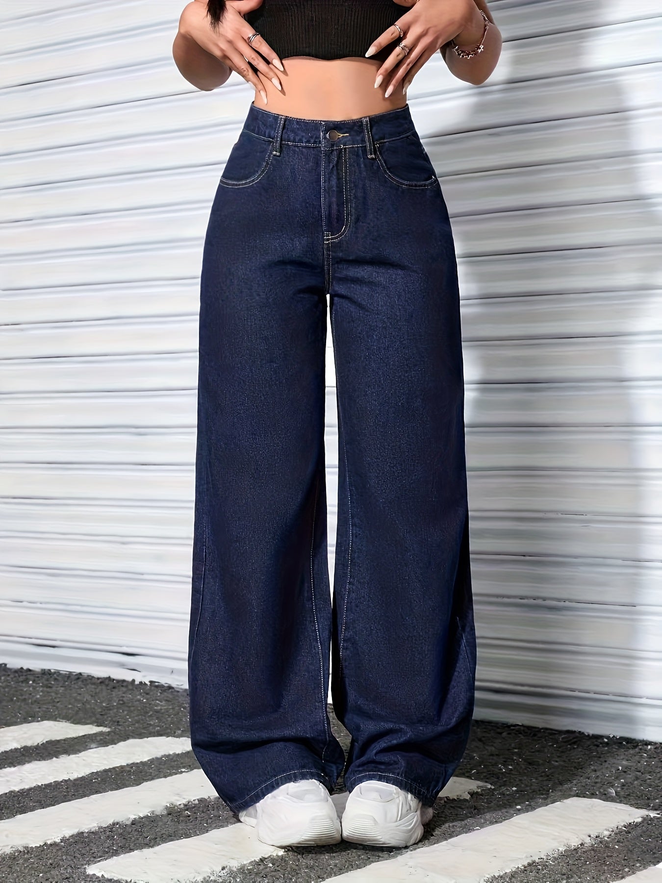 Relaxed Wide Leg Jeans for Women with High Waist Flowing Loose Fit Denim Style