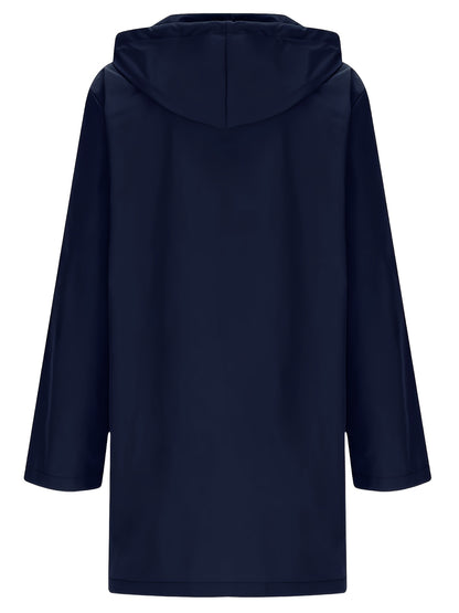 Effortless Trench Coat for Women with Hooded Button Front Longline Pocket Style