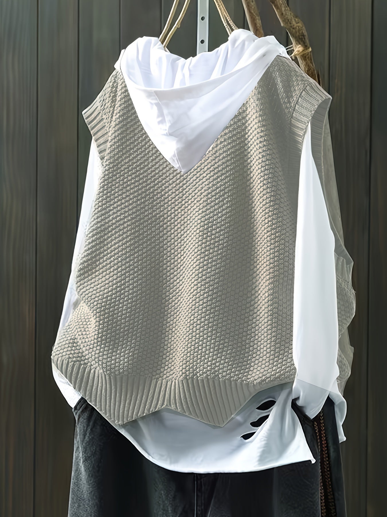 Comfortable Chunky Knit Sweater Vest for Women with Crew Neck Sleeveless Ribbed Trim Relaxed Oversized Style
