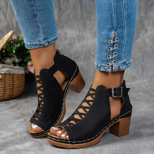 Bridget | Elegant Leather Sandals with Wedge Heel for Women