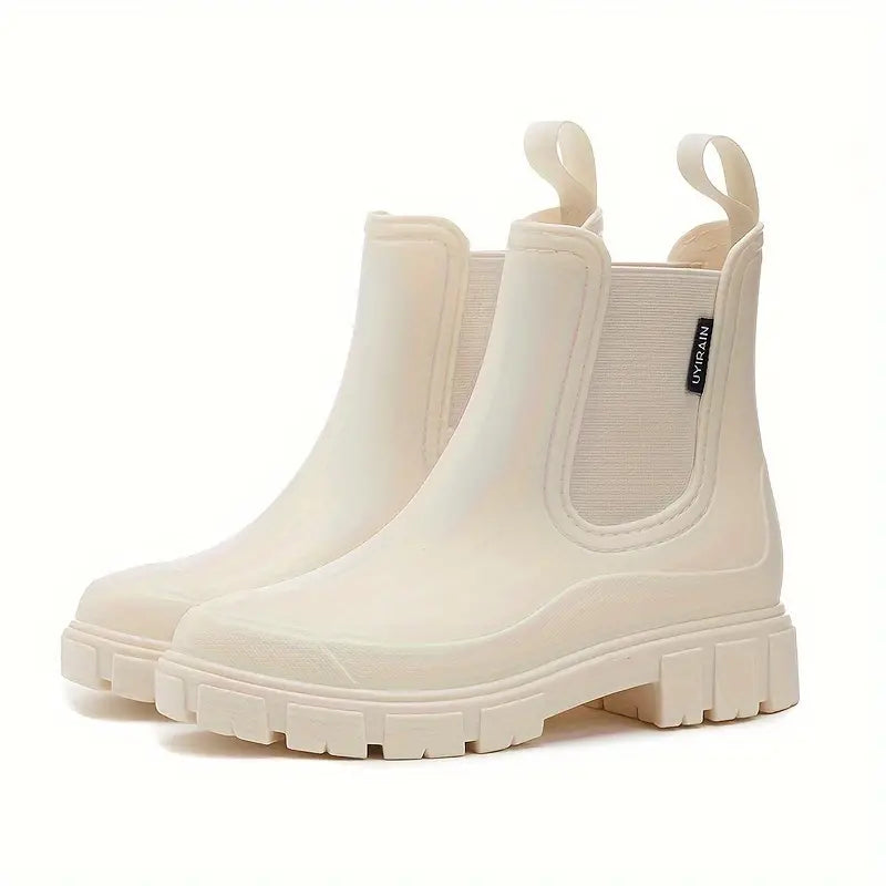 Comfortable Waterproof Chelsea Boots for Women with Platform Chunky Sole Slip On Style