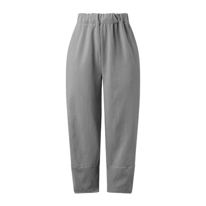 Effortless Linen Pants for Women with High Waist Cropped Wide Leg Relaxed Casual Style