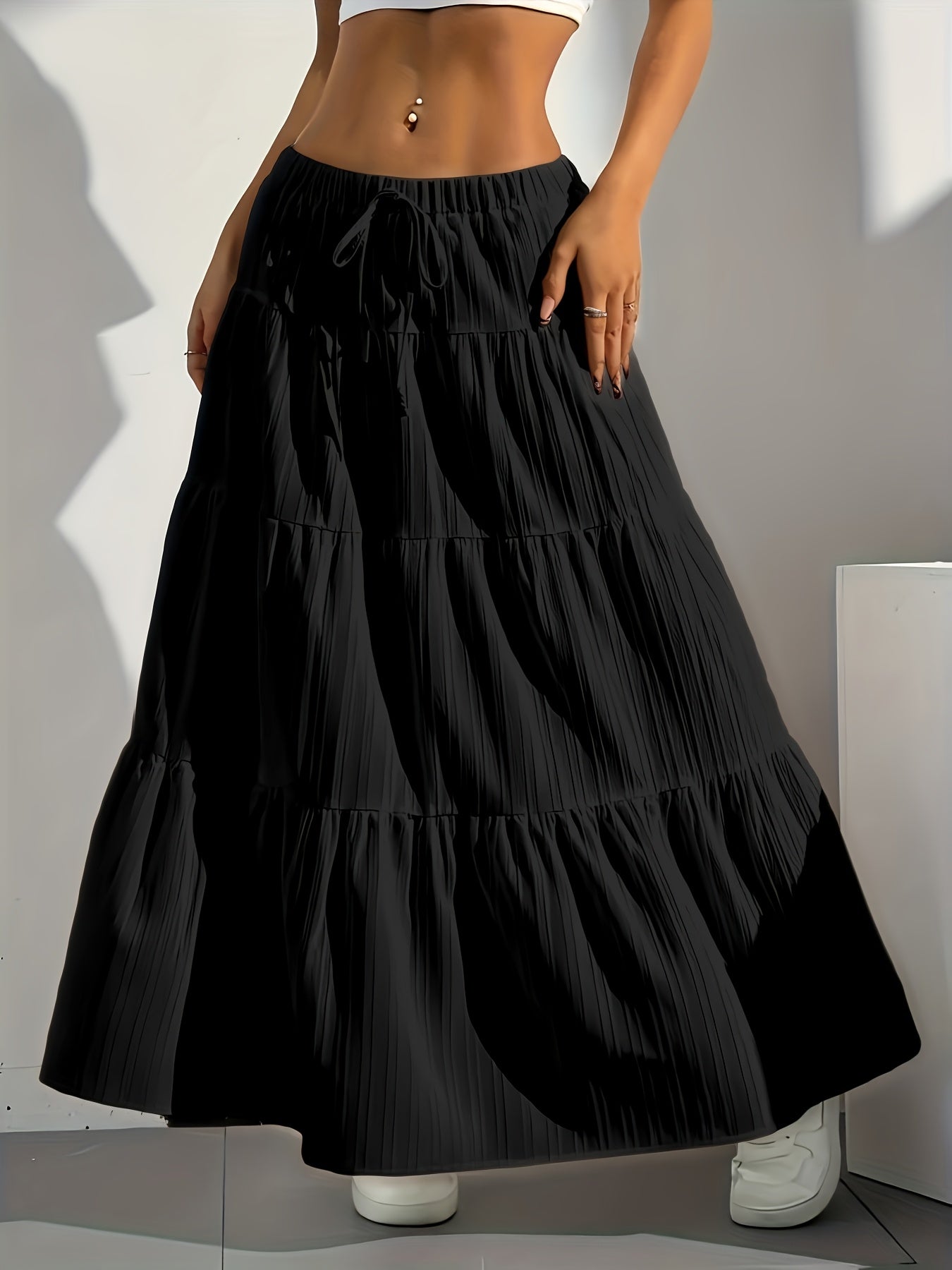 Serena | Stylish Tiered Maxi Skirt for Women with Drawstring Waist