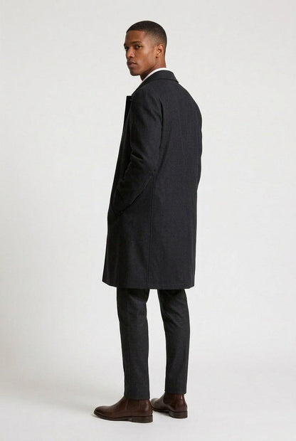 Effortless Trench Coat for Men with Spread Collar Long Sleeve Concealed Placket Relaxed Style