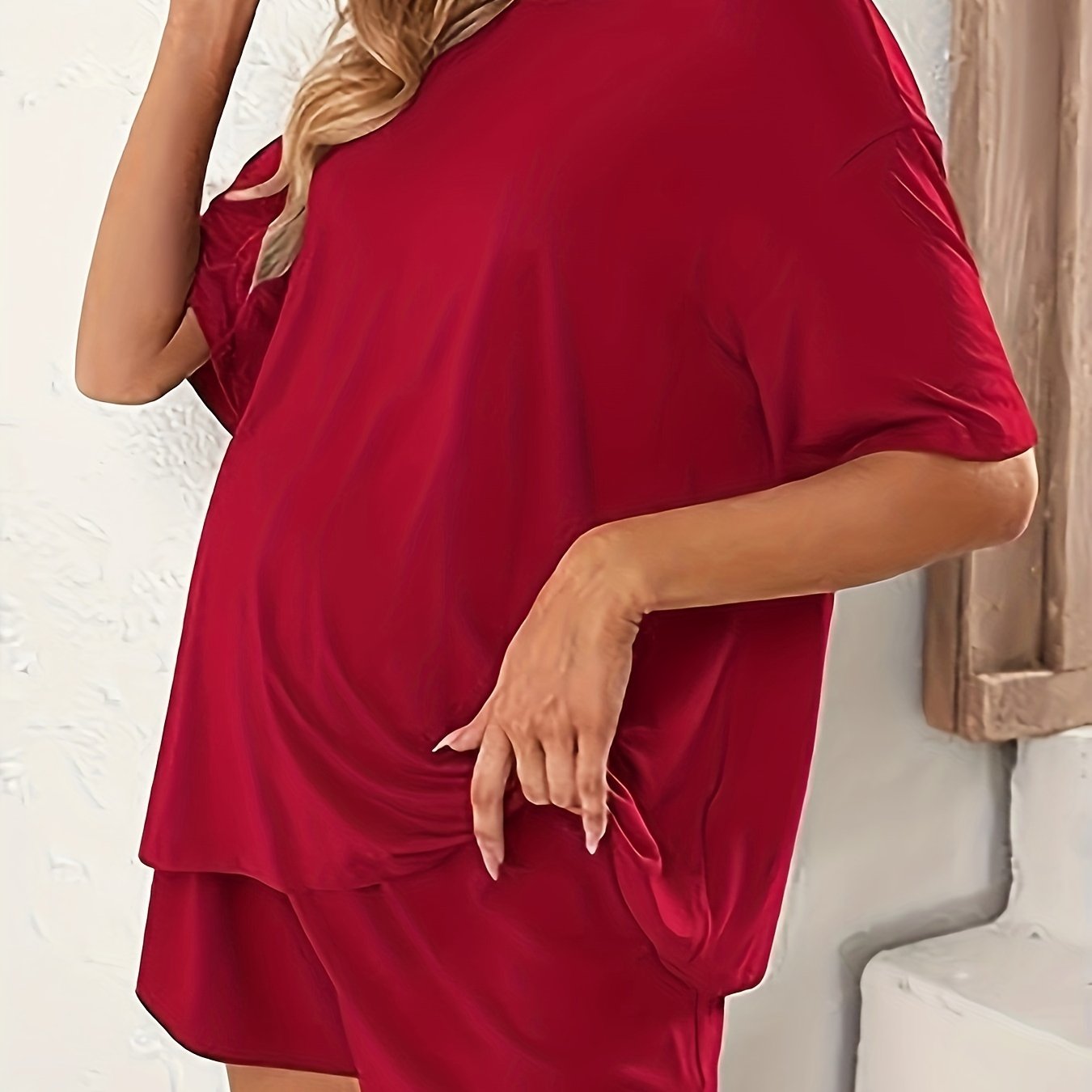 Comfortable Maternity Two Piece Set for Women with Round Neck Short Sleeve Oversized Relaxed Style