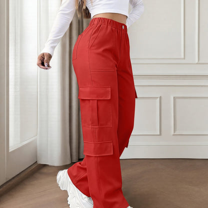 Effortless Cargo Pants for Women with High Waist Wide Leg Relaxed Flowing Style