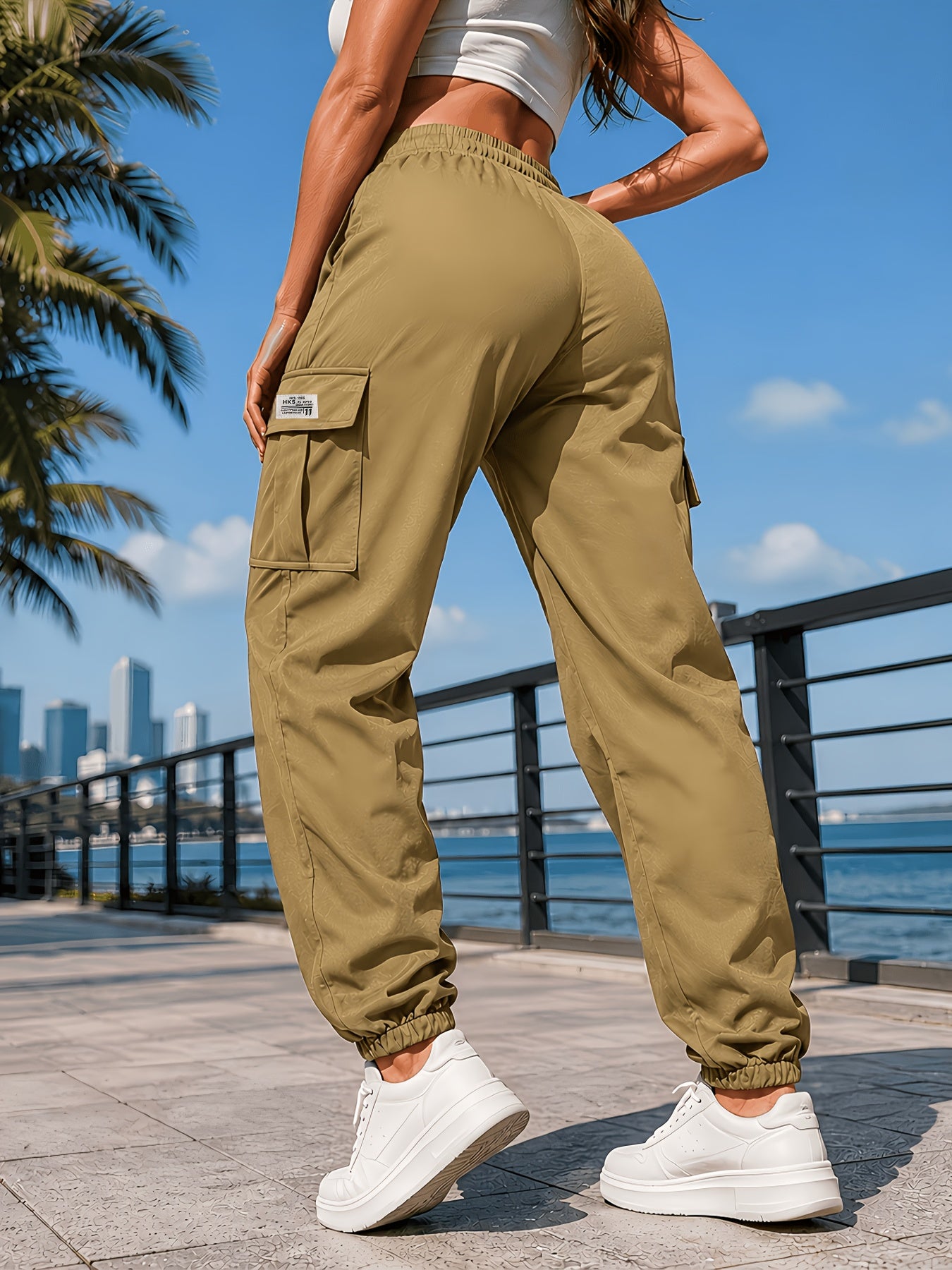 Effortless Cargo Pants for Women with High Waist Drawstring Jogger Relaxed Style