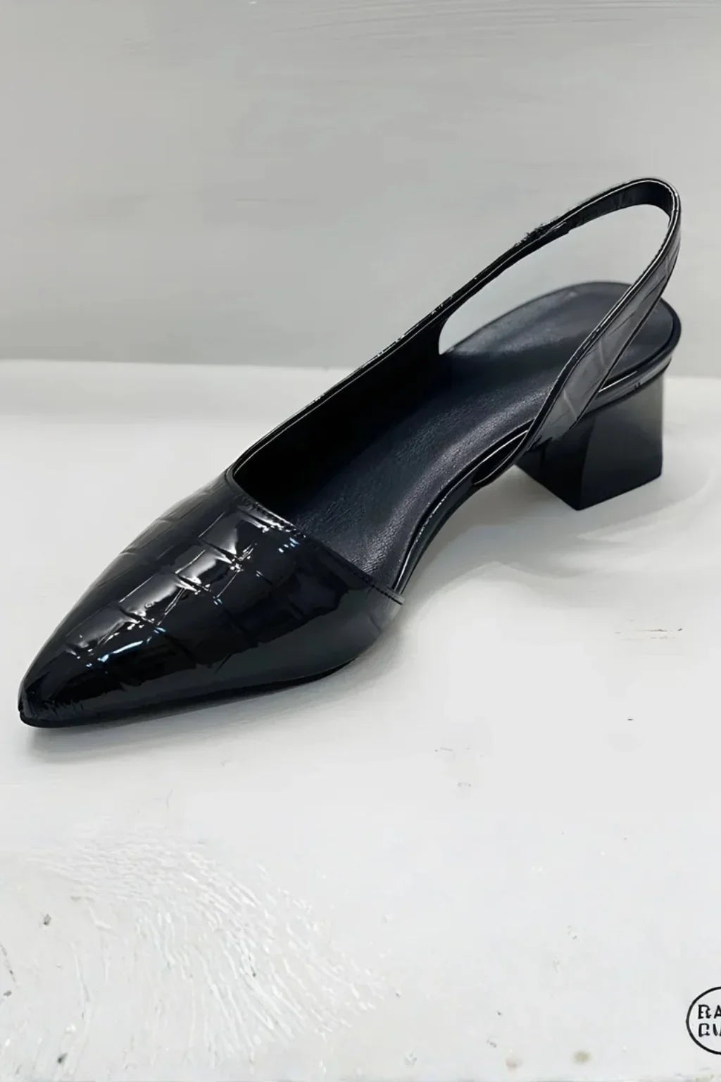Elegant Pumps for Women with Pointed Toe Slingback Block Heel Leather Style