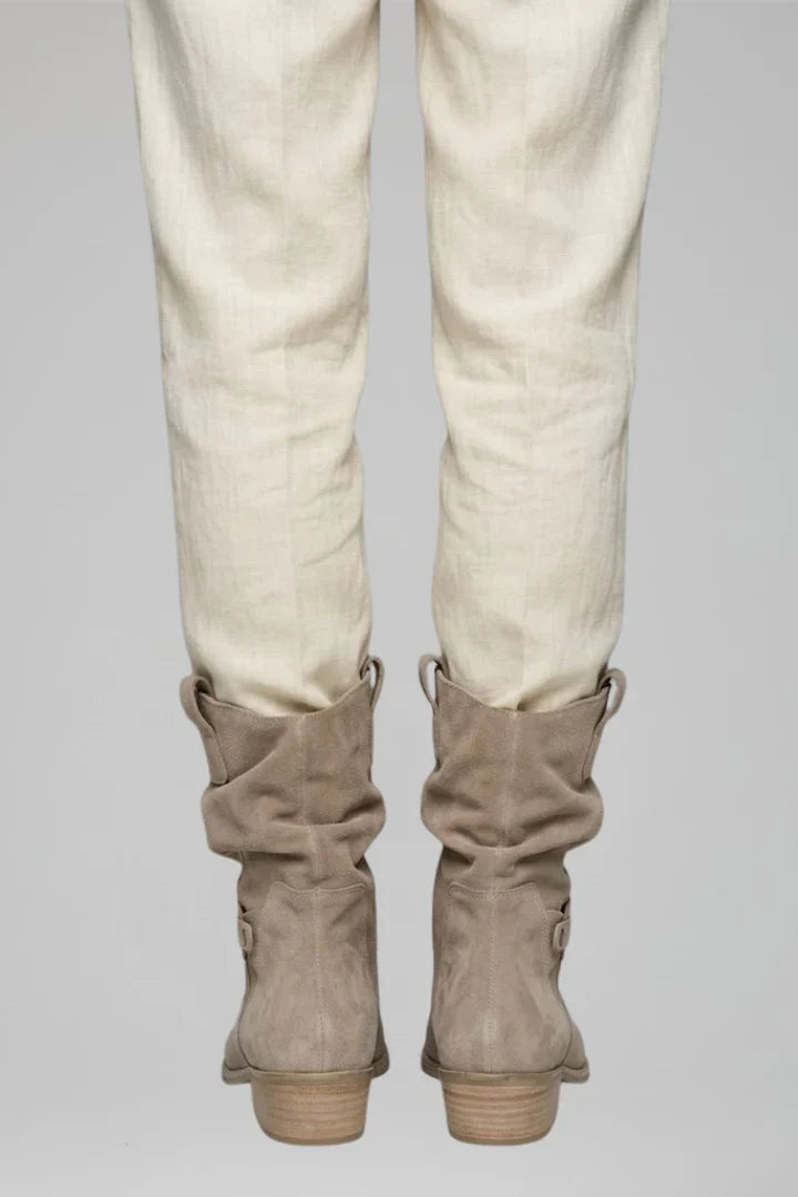 Effortless Wide Calf Boots for Women with Slouchy Suede Mid Calf Low Block Heel Style